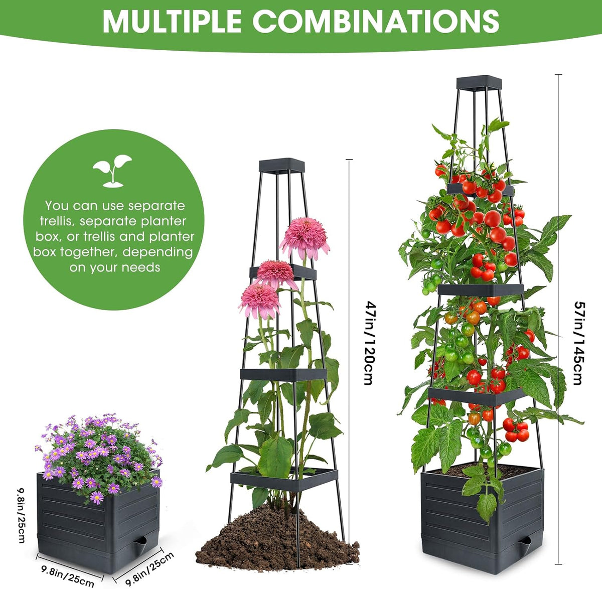 MYMULIKE Raised Garden Beds with Trellis, 2 Pack