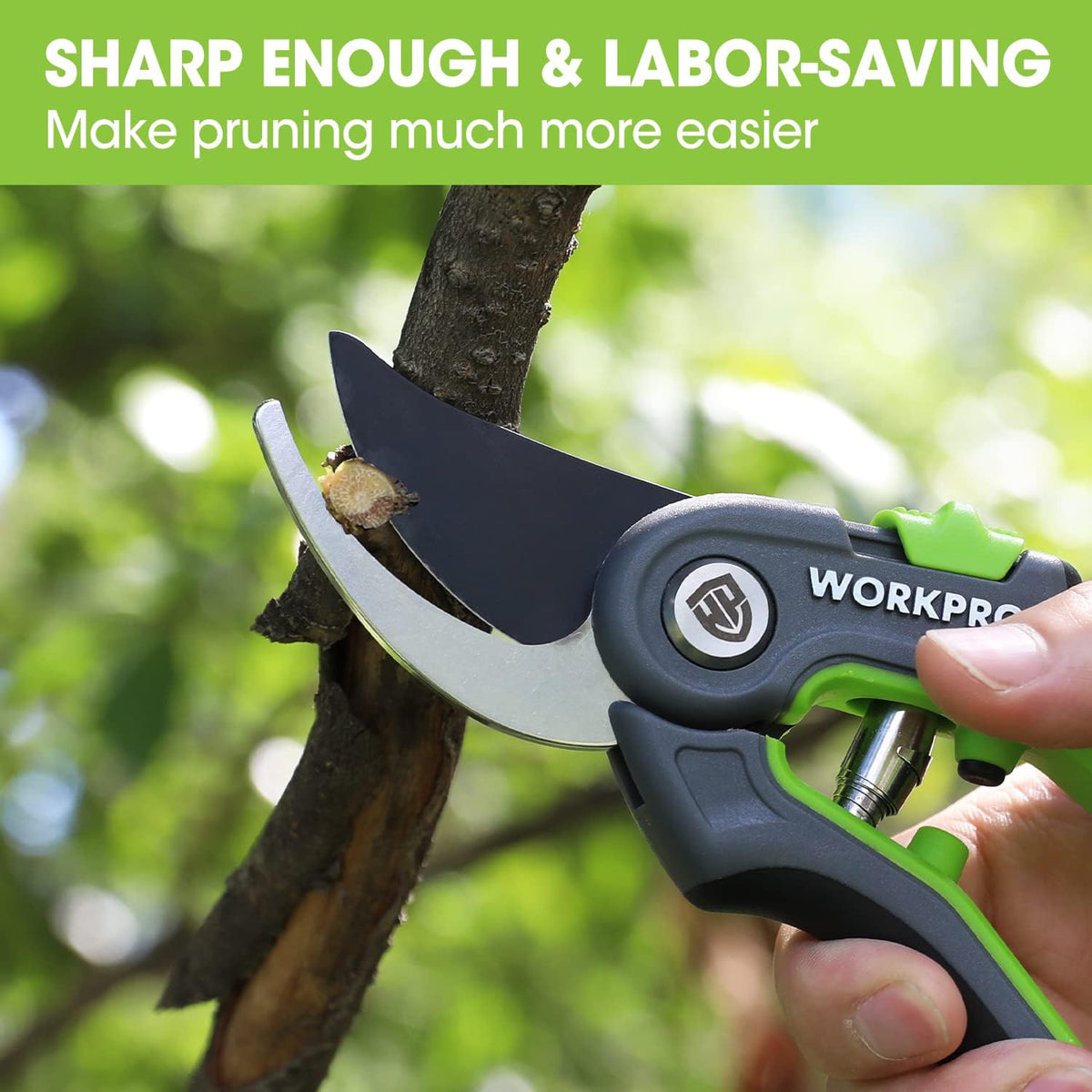 WORKPRO Bypass Pruning Shears, Green