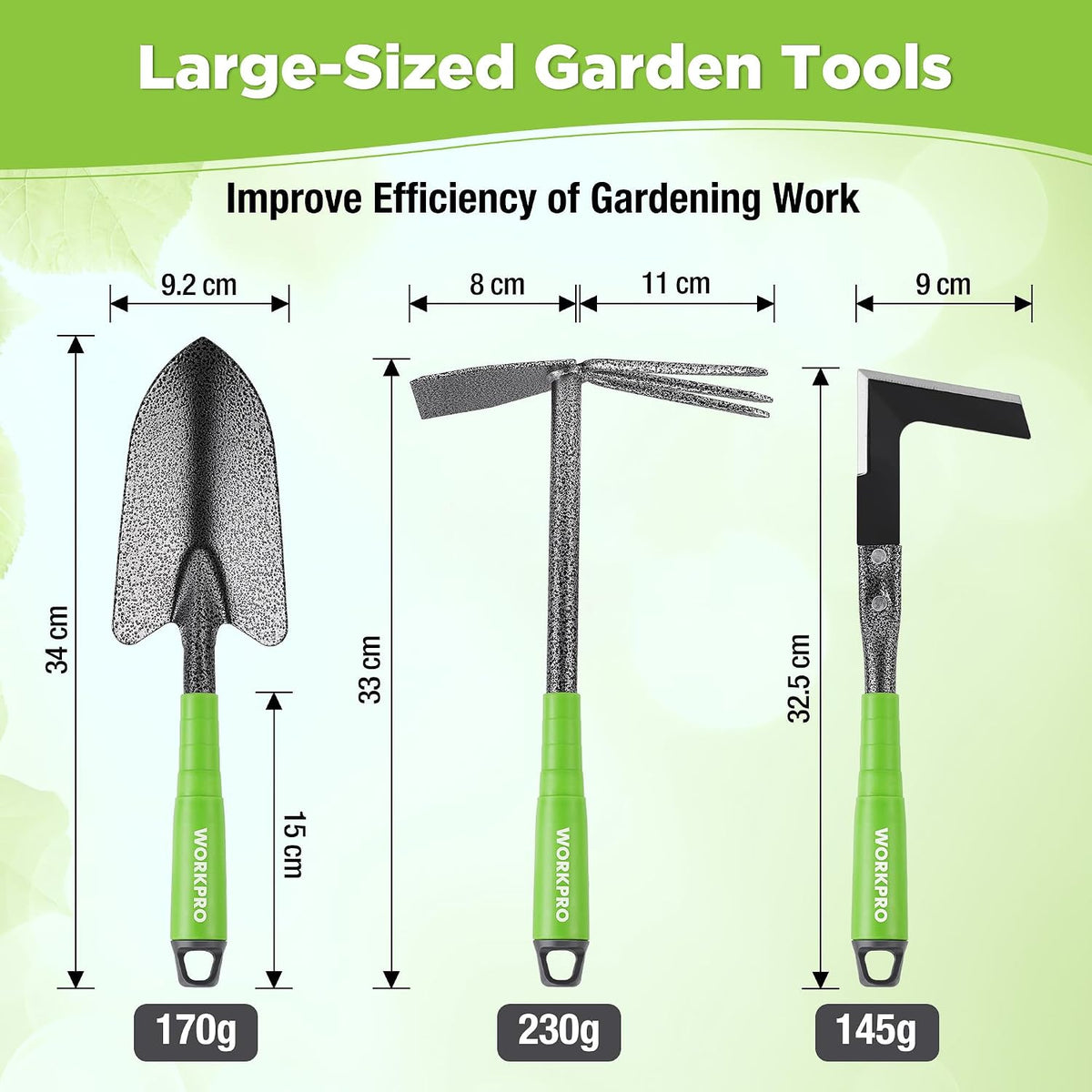WORKPRO Garden Tool Set, 6 Piece, Green