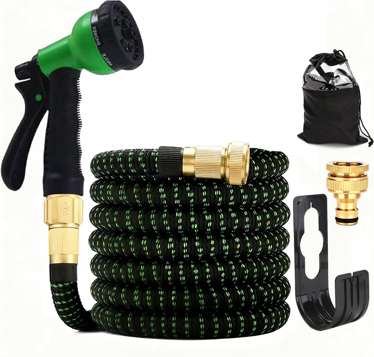 Stretch Garden Hose with 8-Function Nozzle, 7.5 m