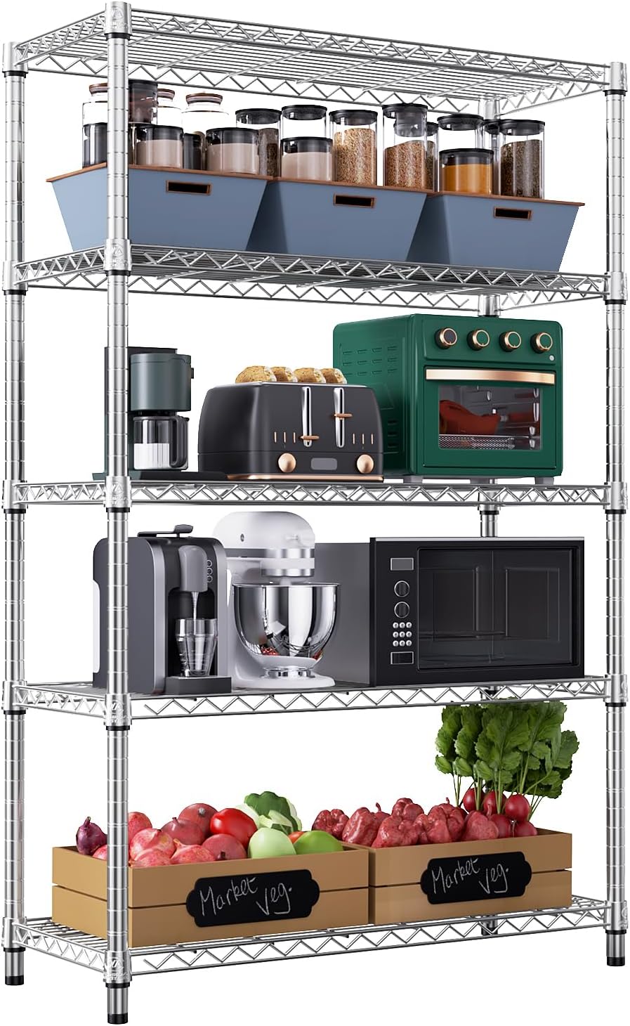 MZG Wire Storage Shelving Unit, 5 Tier