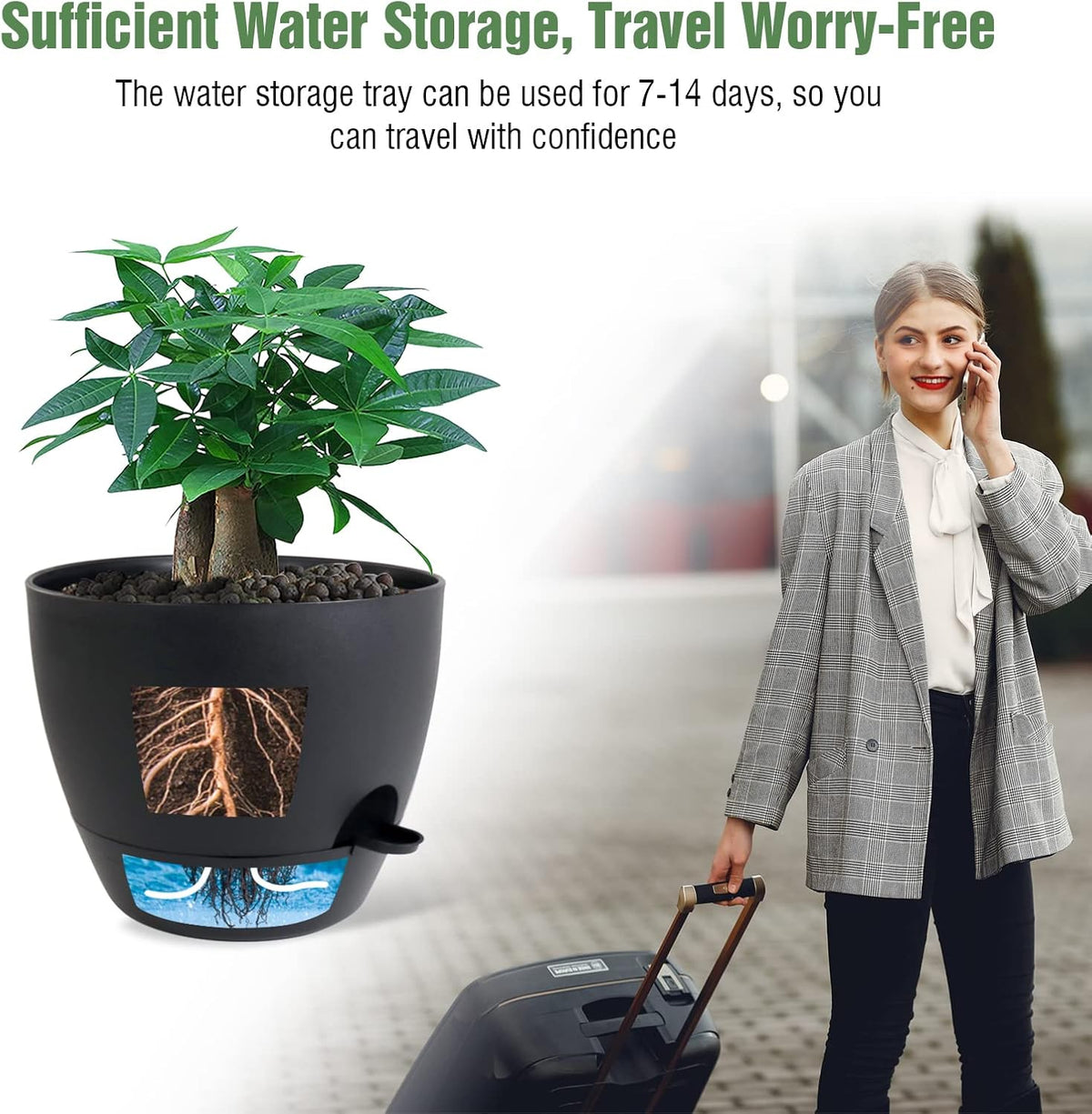 UOUZ Self-Watering Pots, 12 in, Black