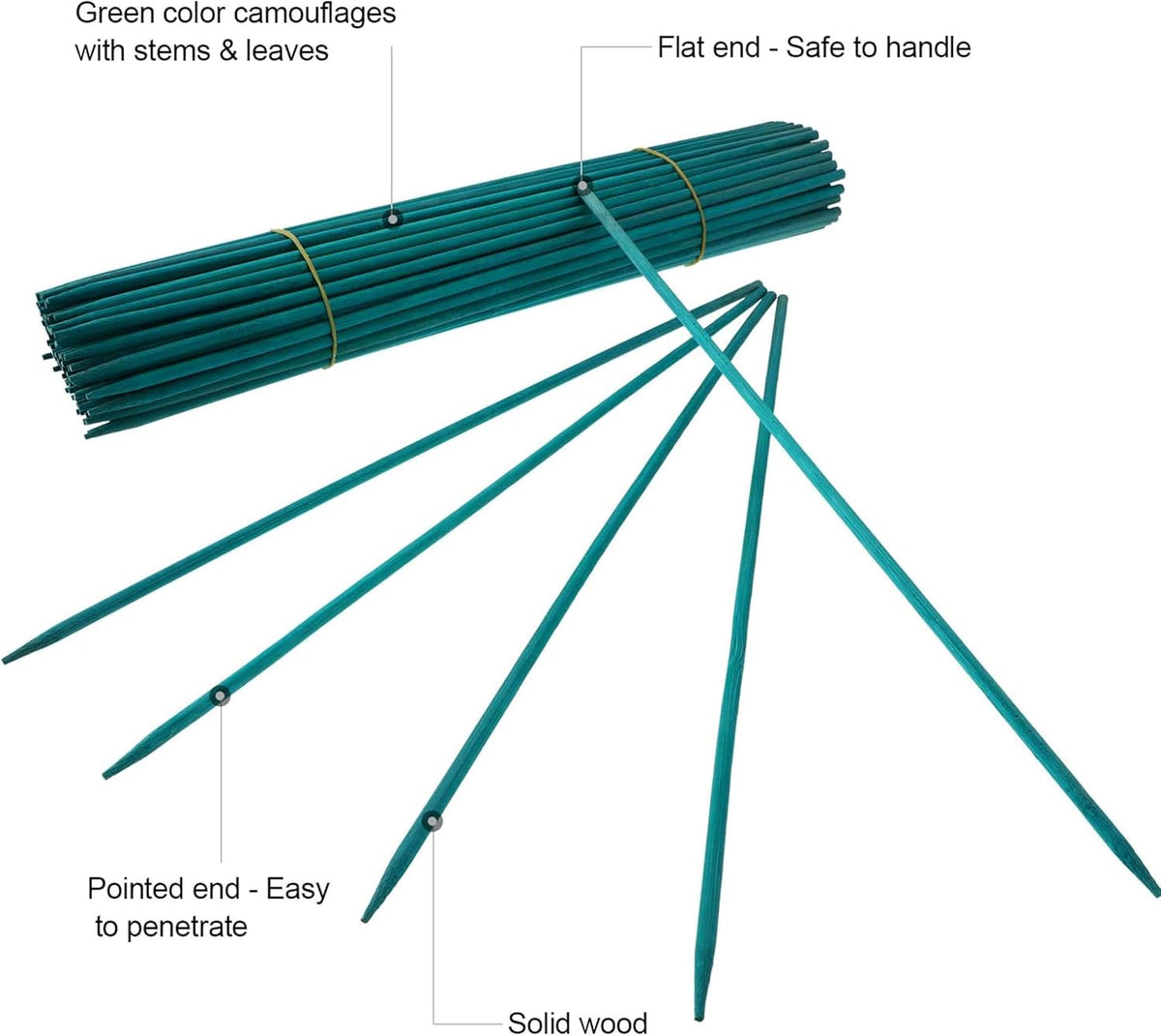 Wooden Plant Stakes with Twist Ties, 100 Pack
