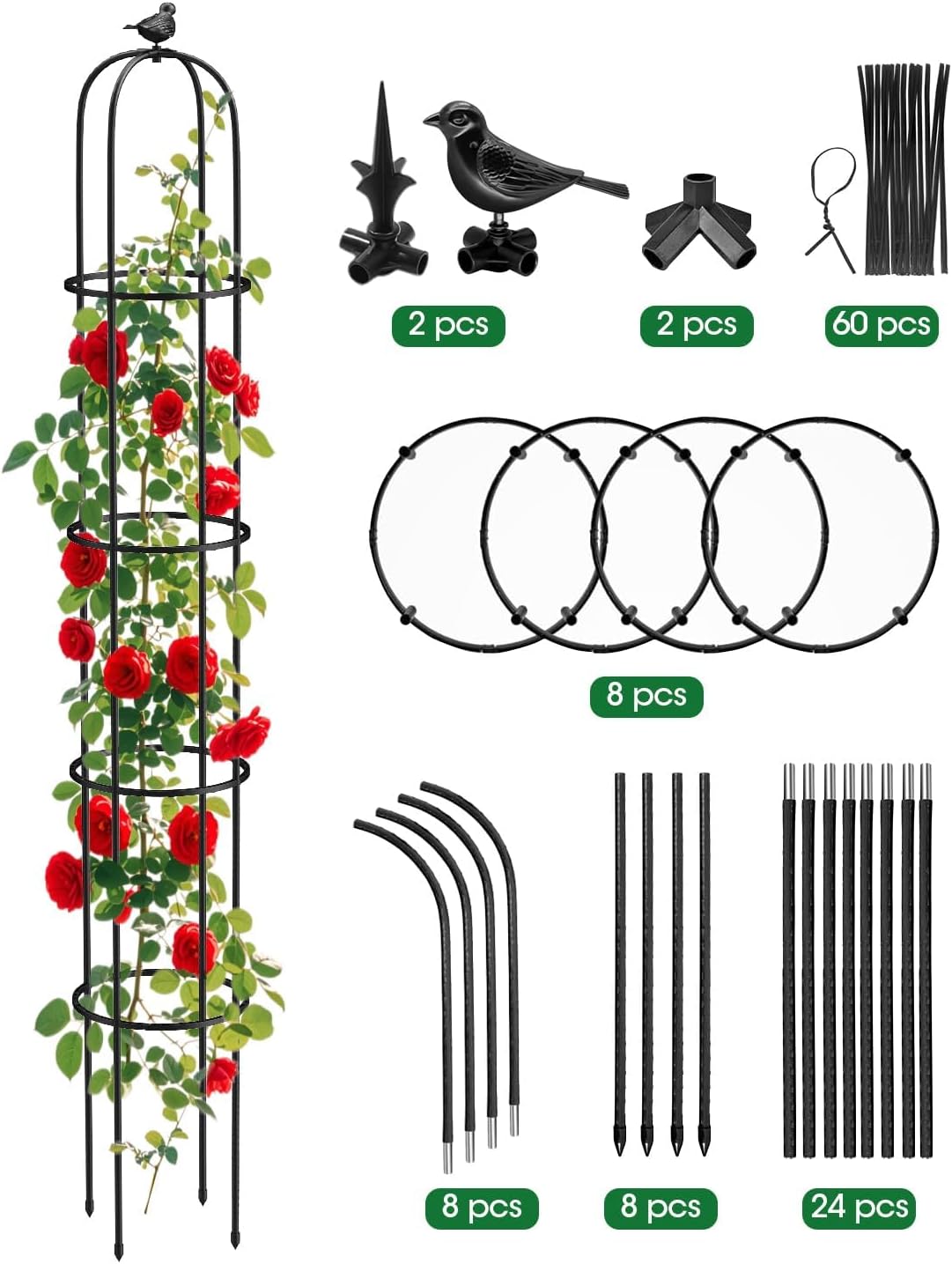 Garden Obelisk Trellis, 2 Pack, 189 x 27 cm