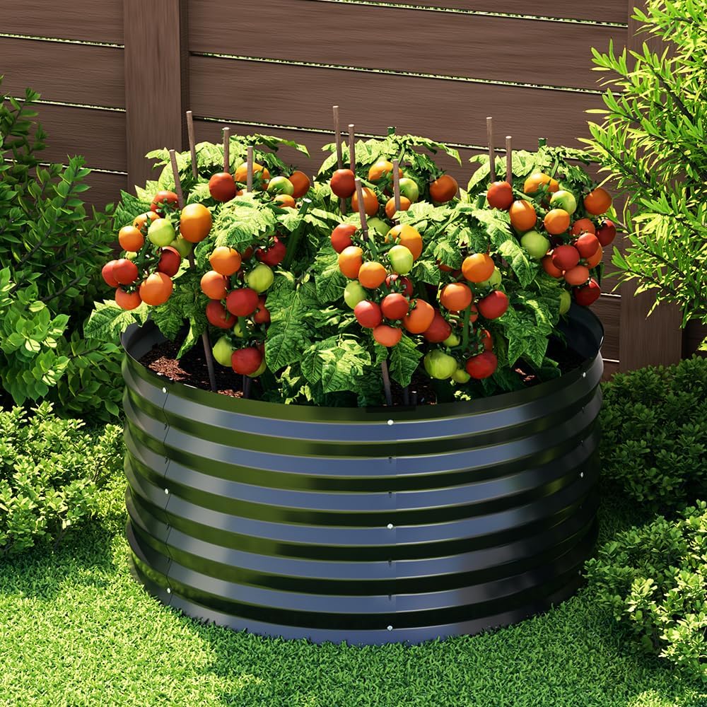 Green Fingers Round Galvanised Garden Bed, 90 x 45 cm