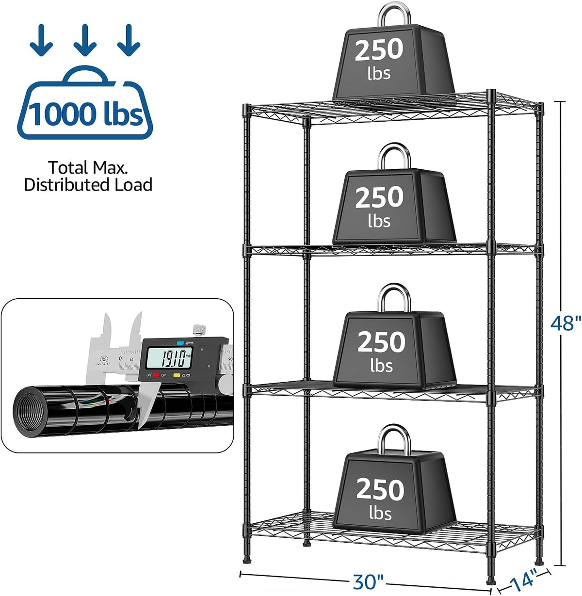 MZG Wire Storage Shelving Unit, 5 Tier