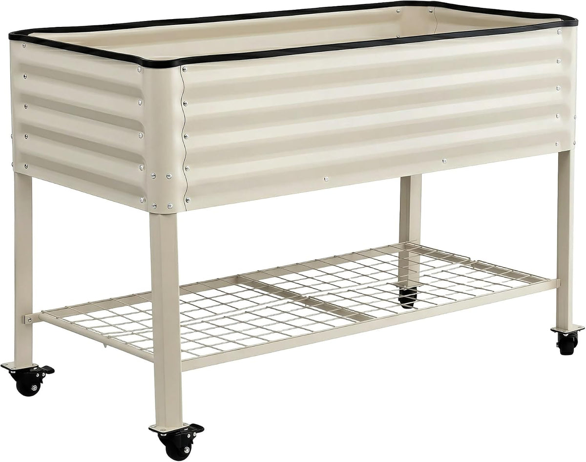 Green Fingers Mobile Raised Garden Bed, White