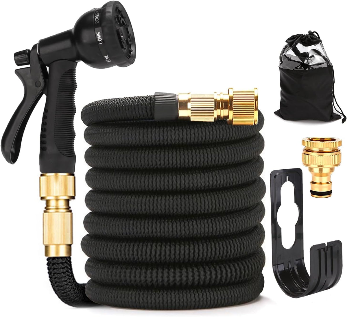 Stretch Garden Hose with 8-Function Nozzle, 7.5 m