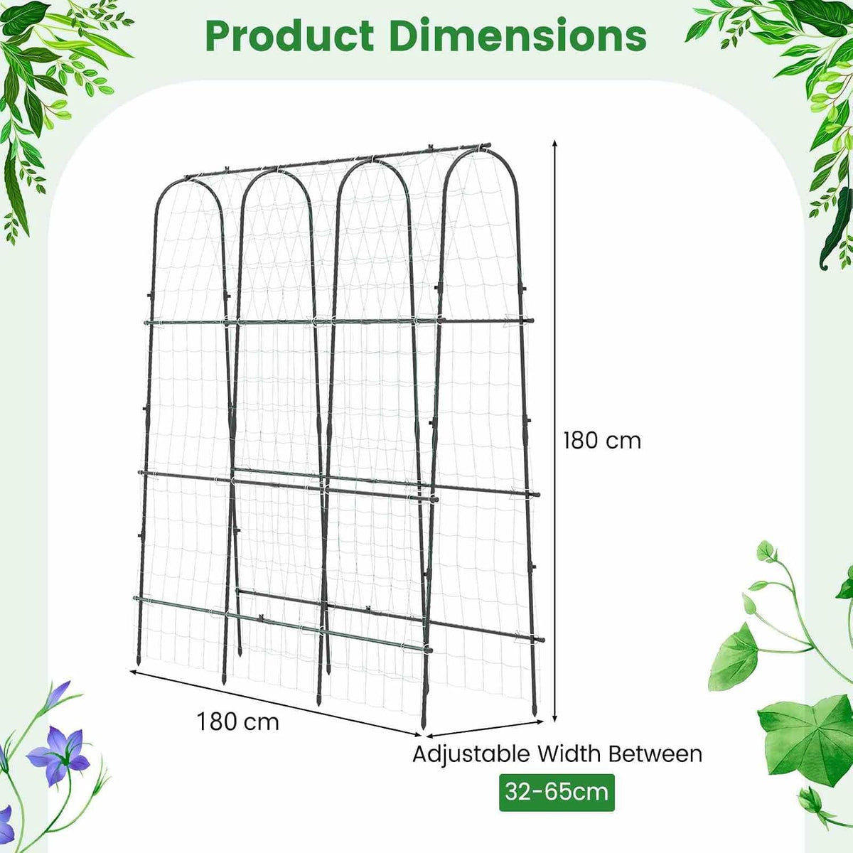 Costway Arched Garden Trellis, 1.8 x 1.8 m