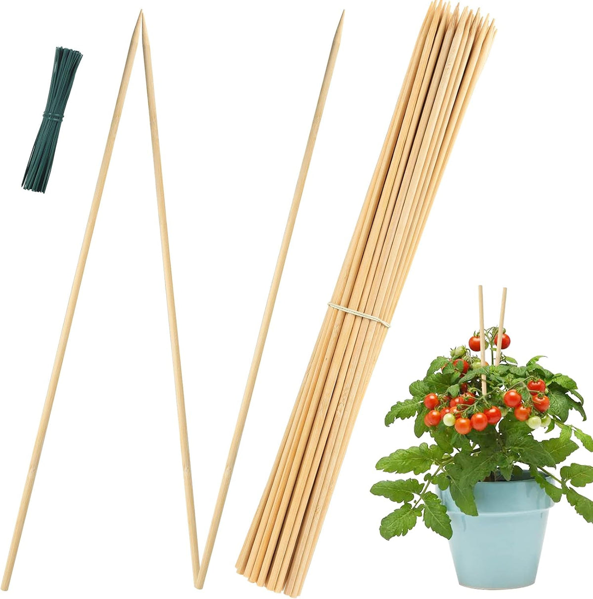 Bamboo Plant Stakes, 50 Pack, 15.8 in