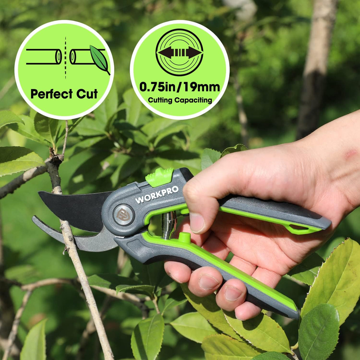 WORKPRO Bypass Pruning Shears, Green