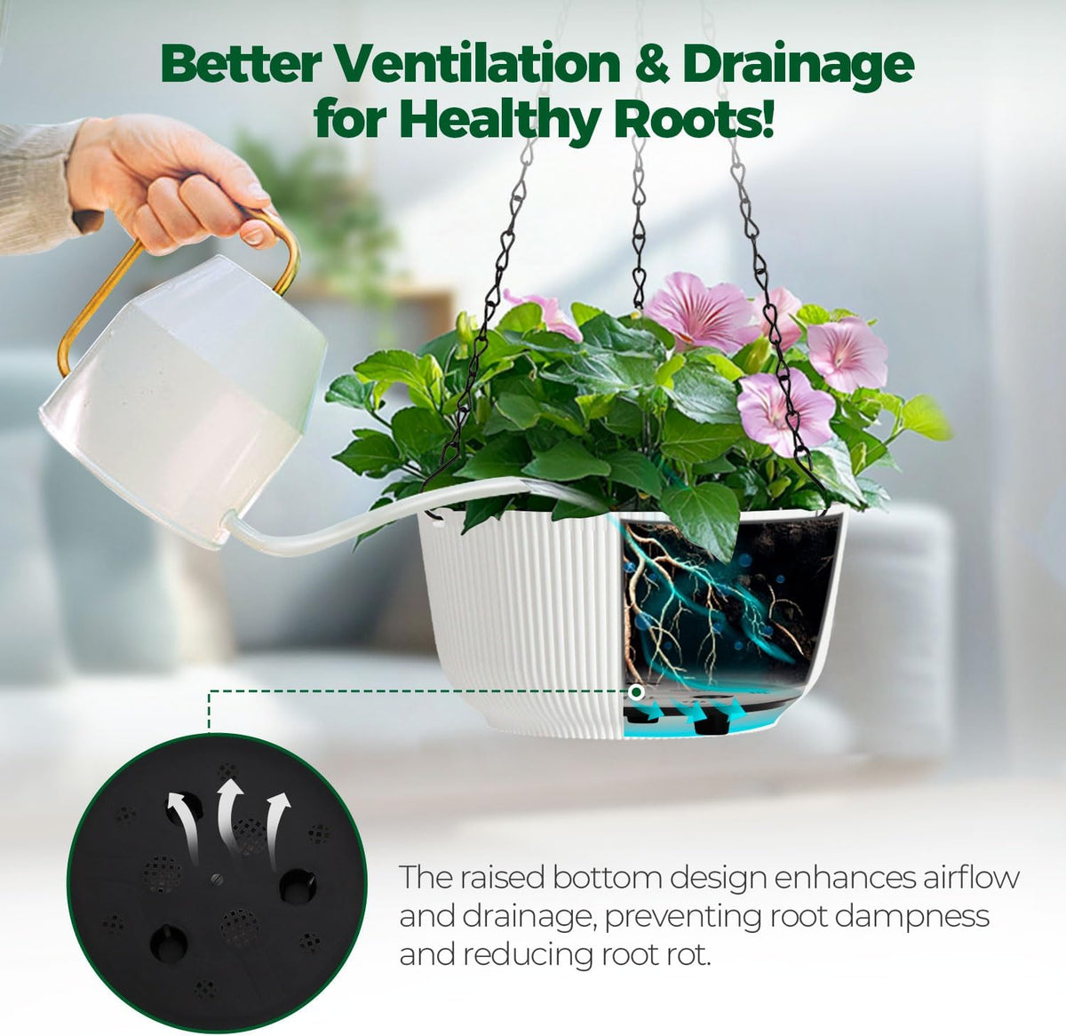 T4U Hanging Plant Pots, 2 Pack, 20 cm