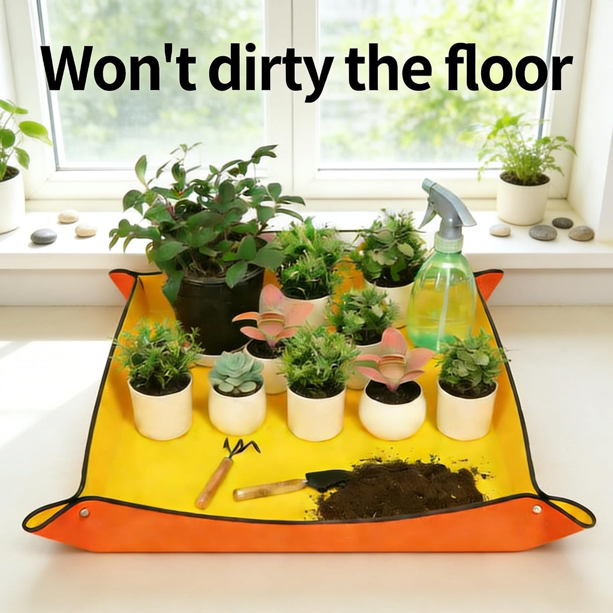 Waterproof Potting Mat with Snap Buttons, Orange