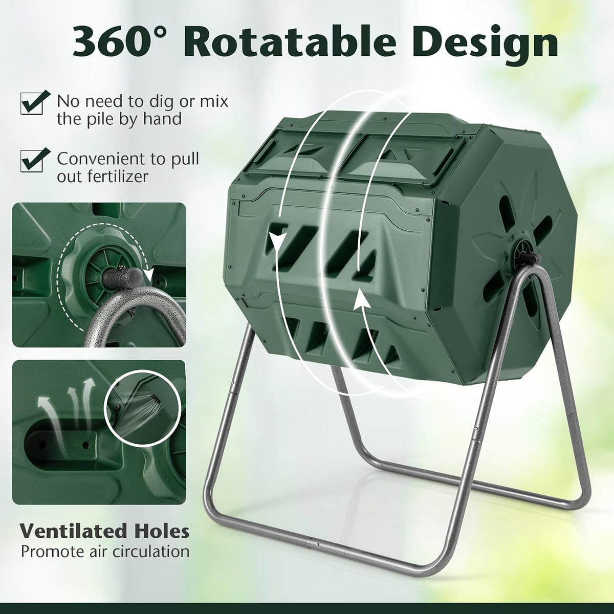 Costway Dual-Chamber Compost Tumbler, 160 L