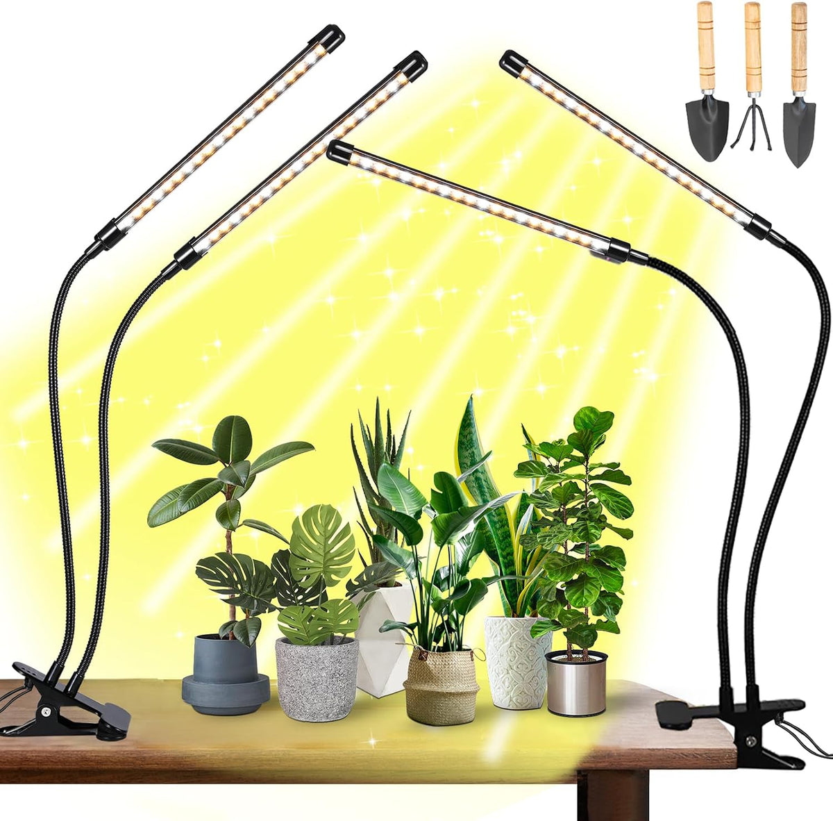 Clip-On LED Grow Lights with Timer, 2 Pack