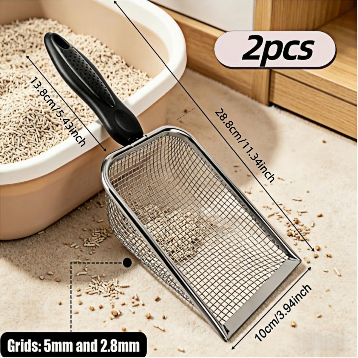 Stainless Steel Soil Sifters with Handles, 2 Pack