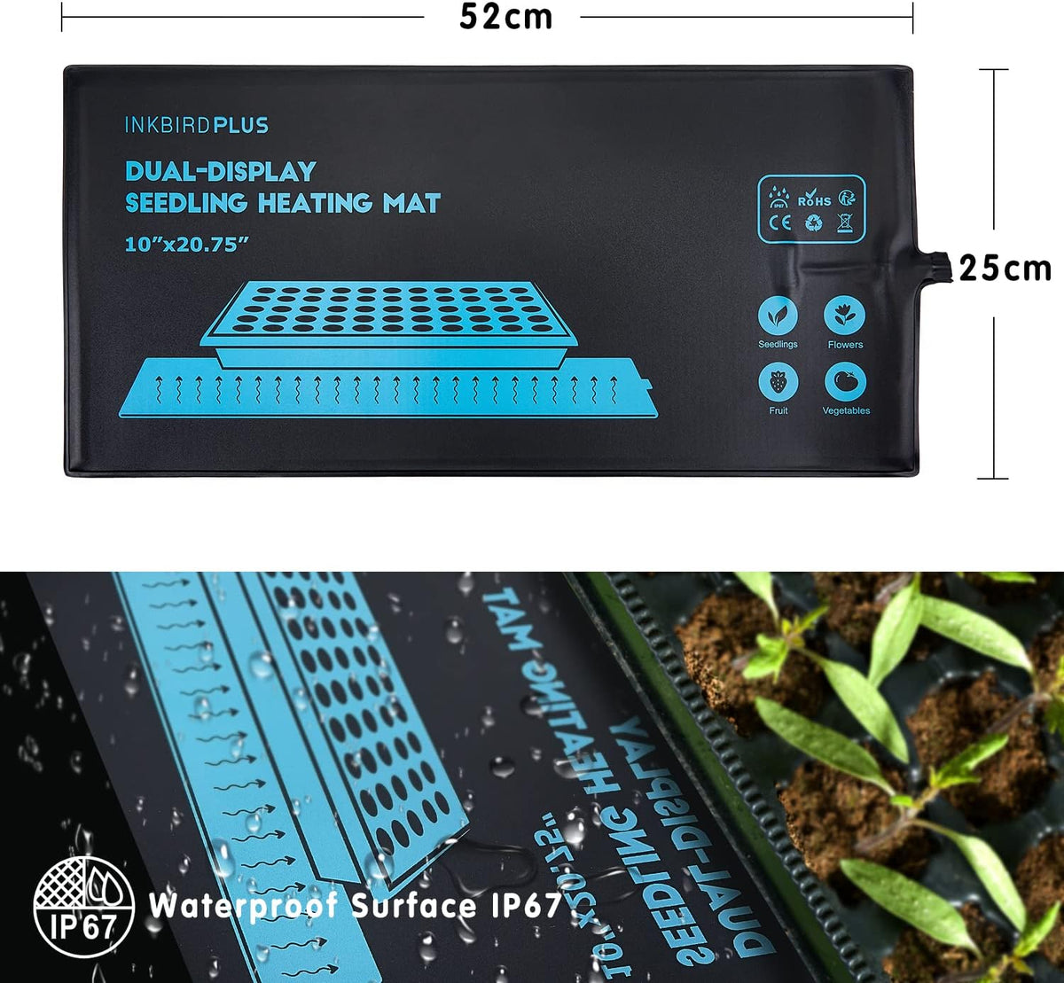 INKBIRDPLUS Seedling Heat Mat, 52 x 25 cm