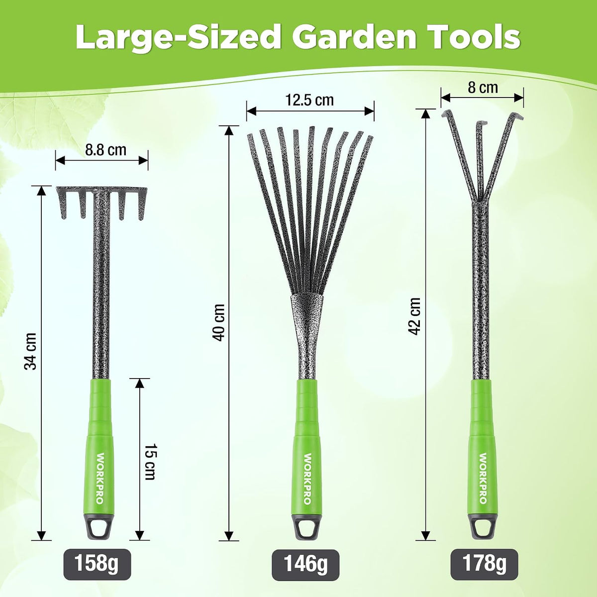 WORKPRO Garden Tool Set, 6 Piece, Green