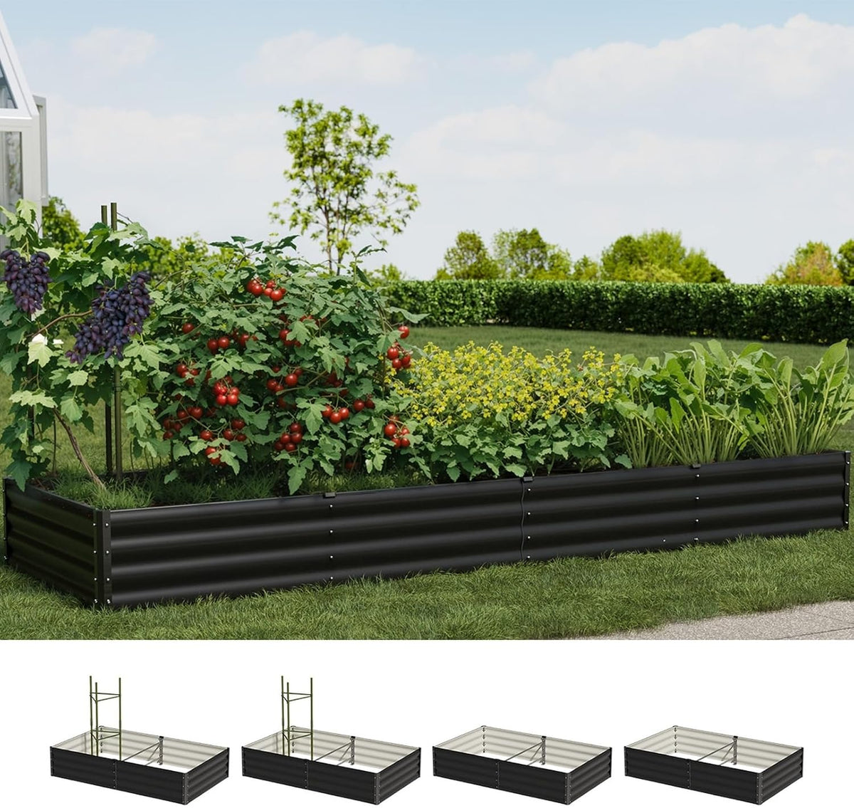 Livsip Galvanised Raised Garden Bed, 240 x 80 x 56 cm