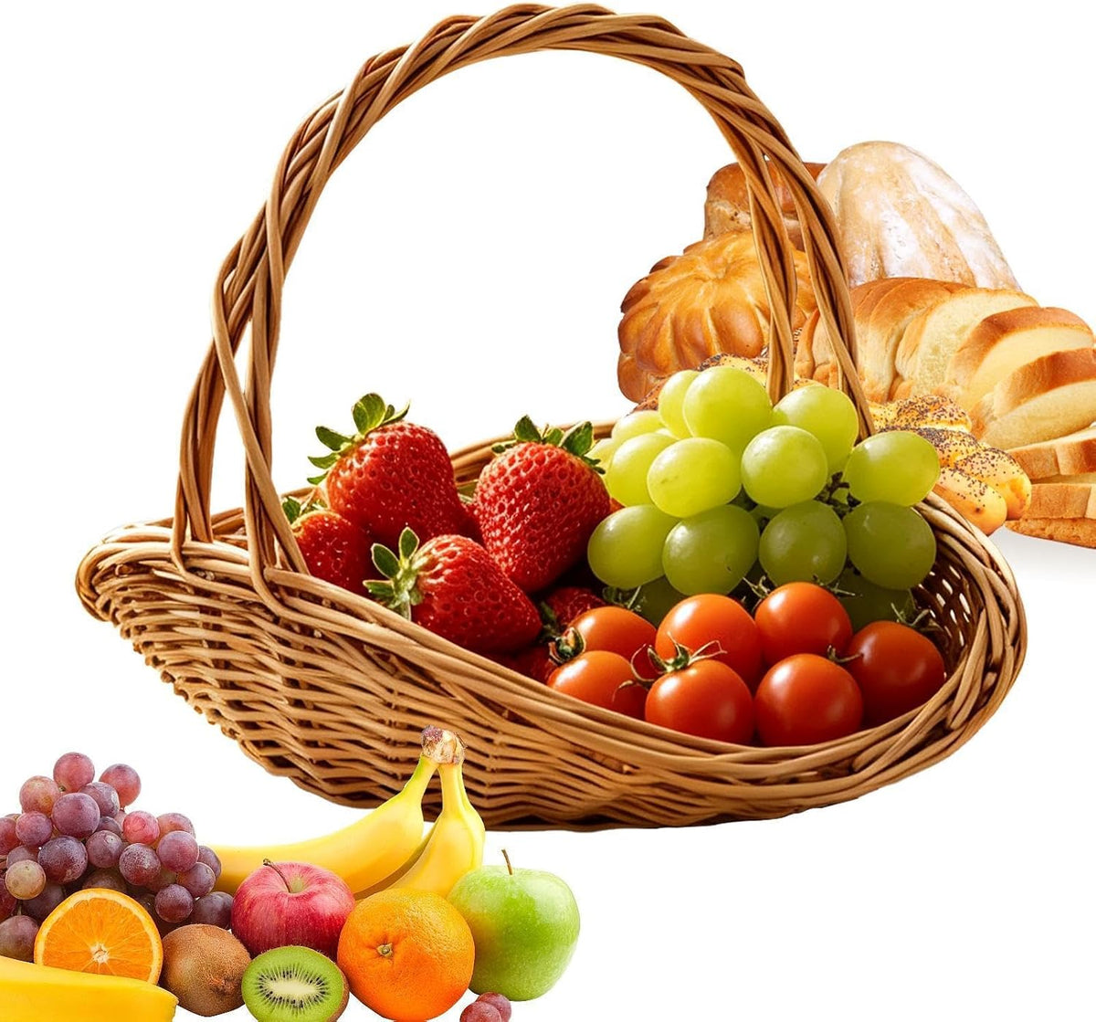 Hand-Woven Garden Harvest Basket with Handle