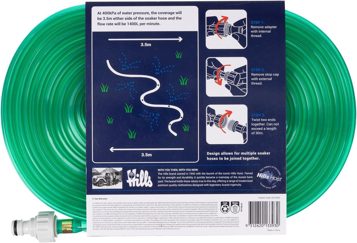 Hills Soaker Garden Hose, 20 m