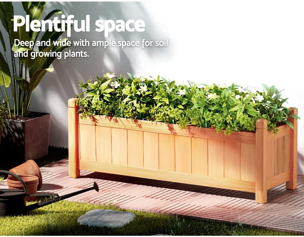 Green Fingers Wooden Planter Box, 90 x 30 x 33 cm