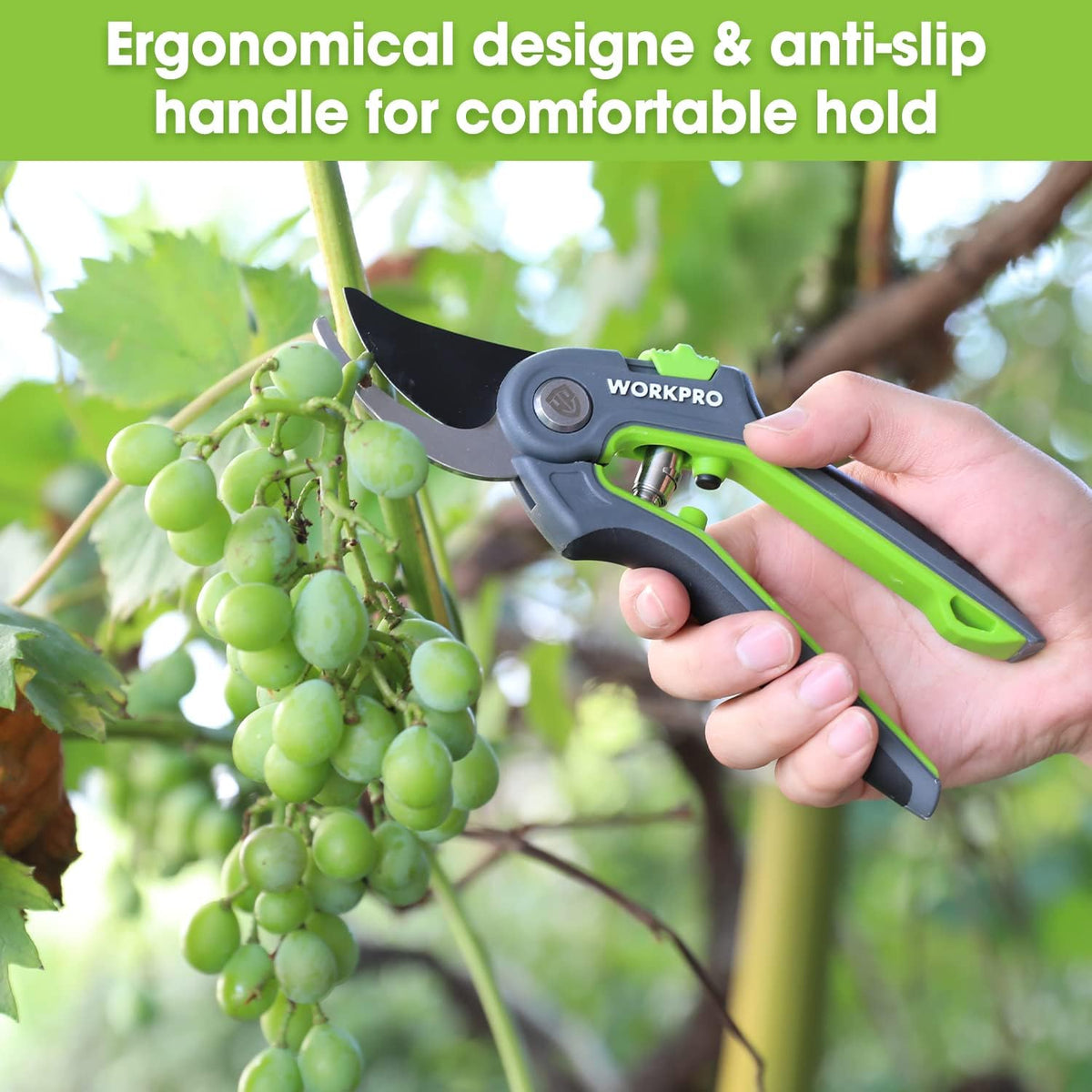 WORKPRO Bypass Pruning Shears, Green