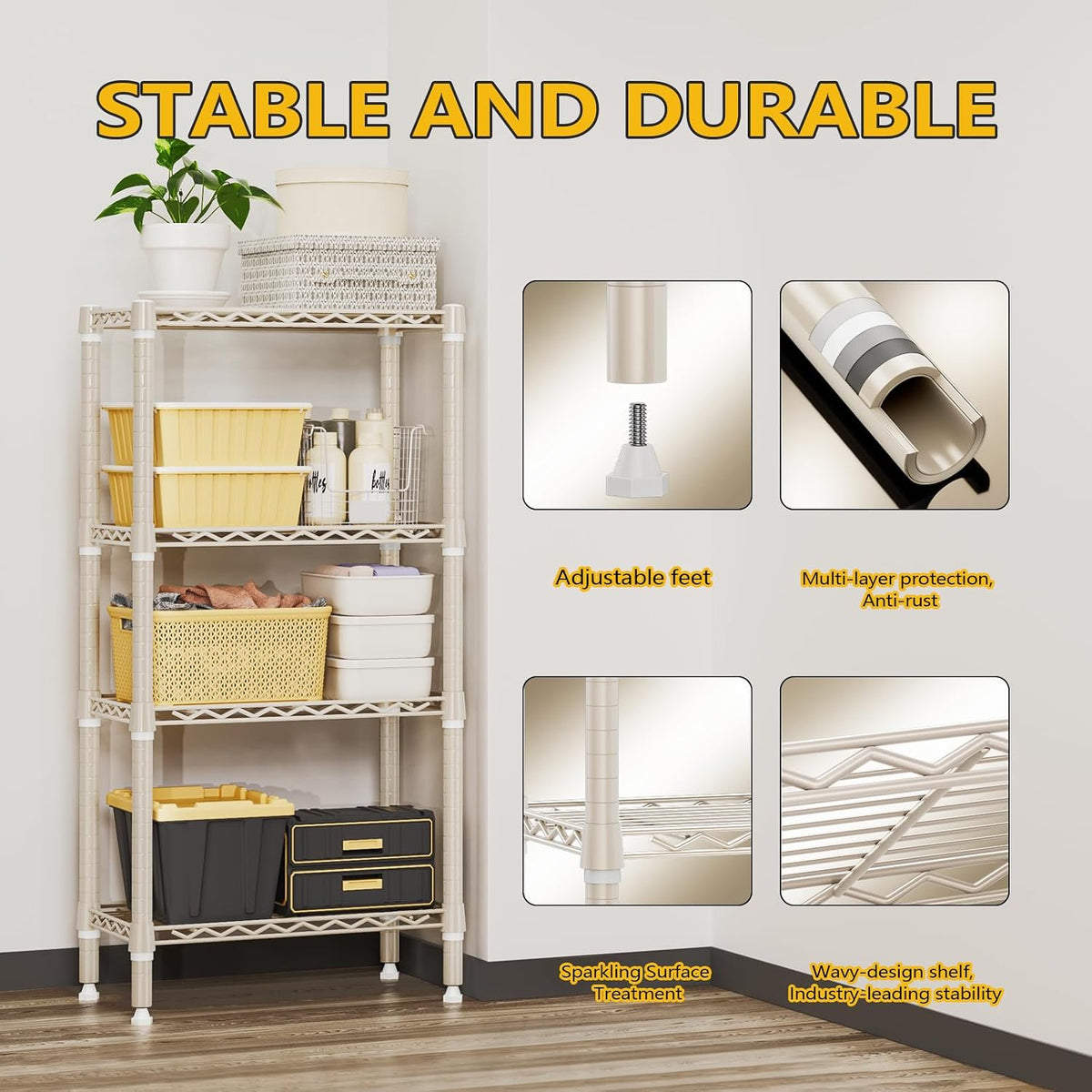 MZG Wire Storage Shelving Unit, 5 Tier