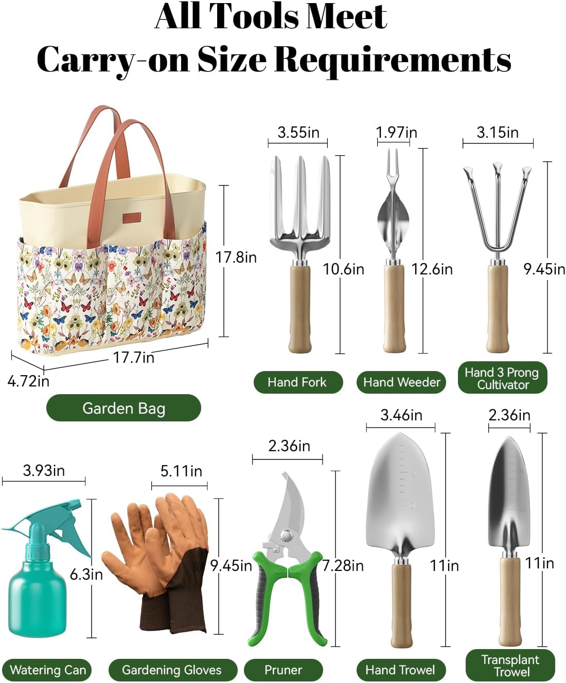 VerdantVibes Garden Tool Set, 9 Piece