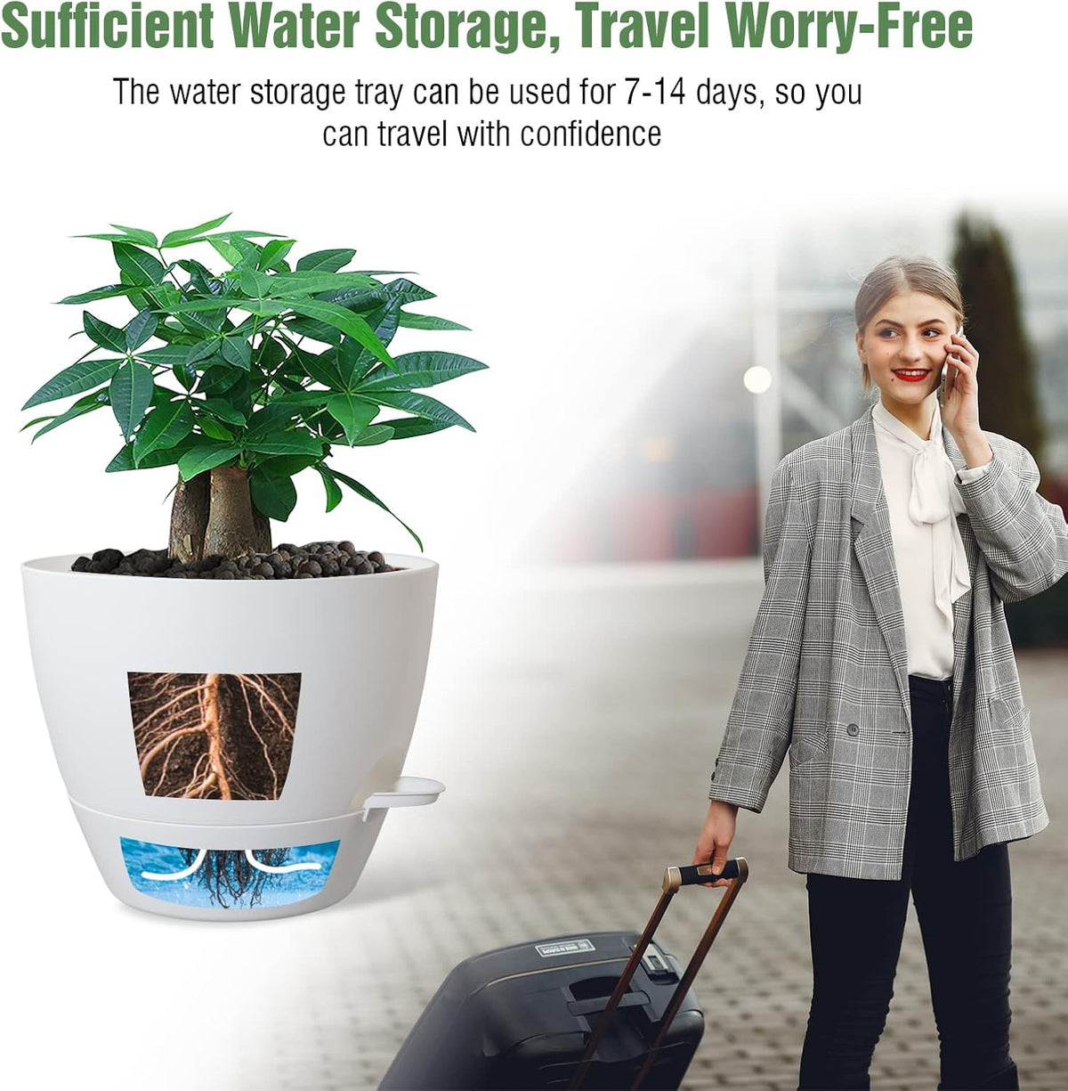 UOUZ Self-Watering Pots, 12 in, Black