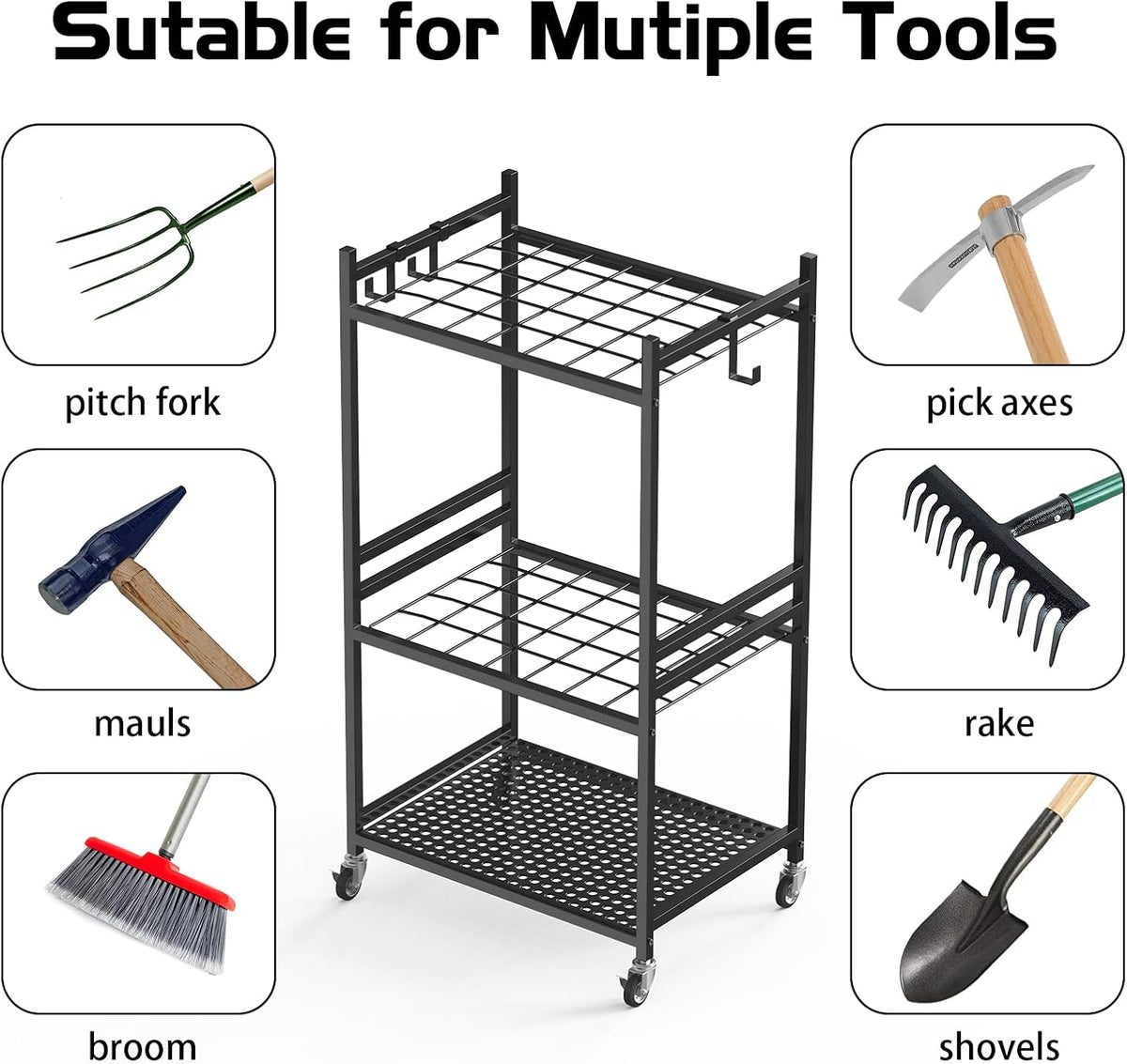 Garden Tool Organiser with Wheels
