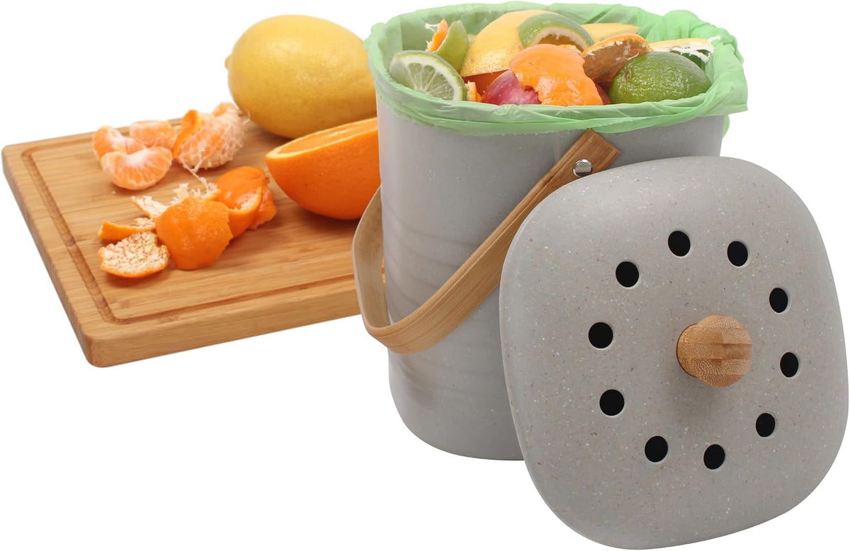Eco Basics Compost Kitchen Bin, 4 L, Pebble