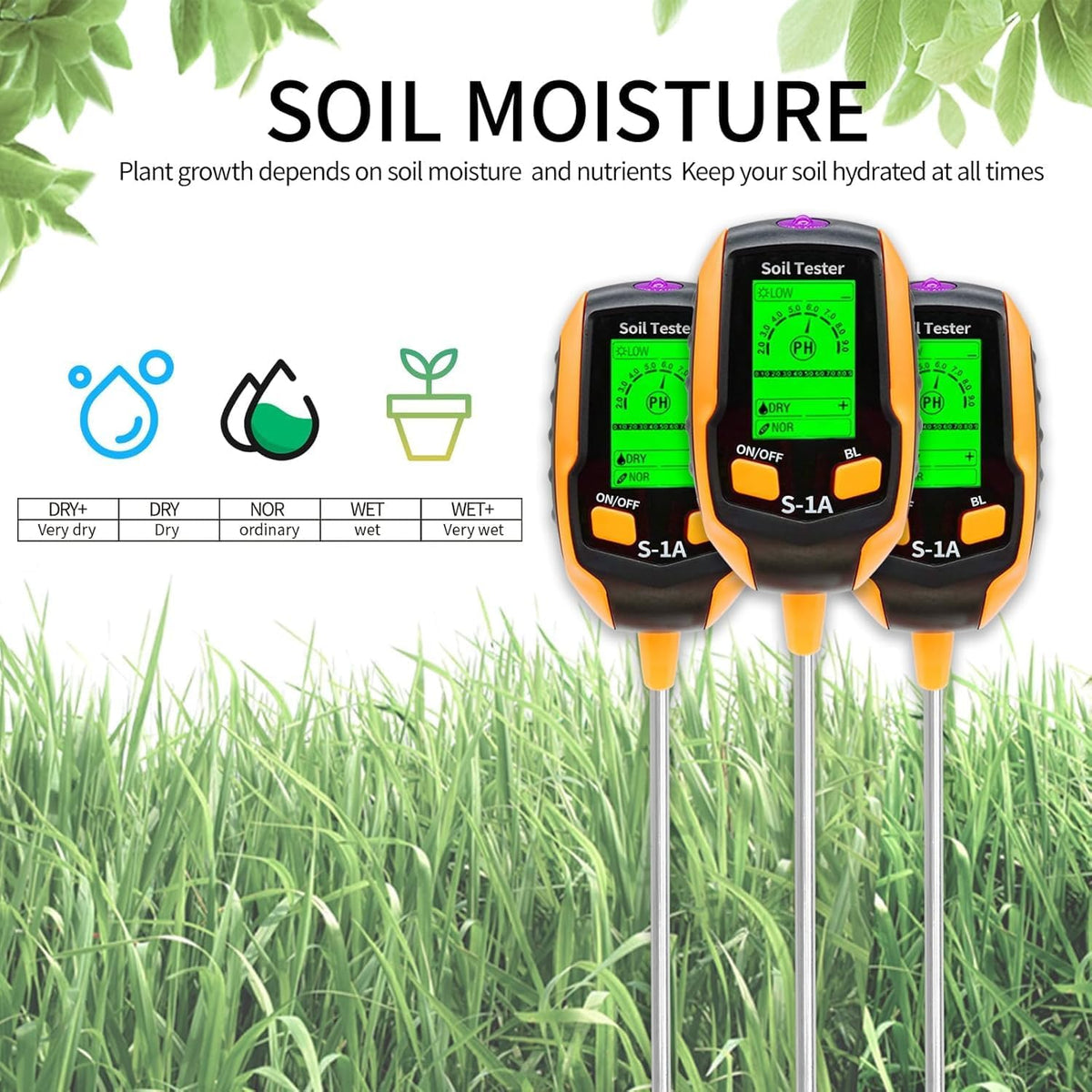 4-in-1 Soil pH & Moisture Meter