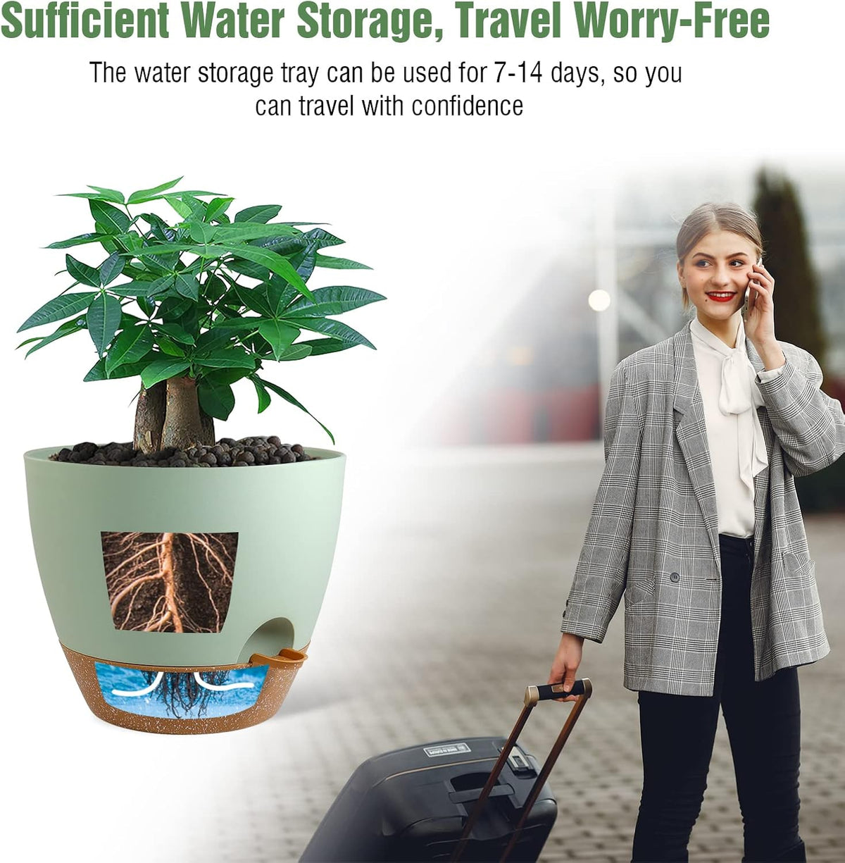 UOUZ Self-Watering Pots, 12 in, Black