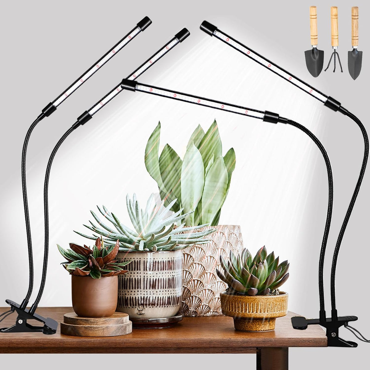 Clip-On LED Grow Lights with Timer, 2 Pack