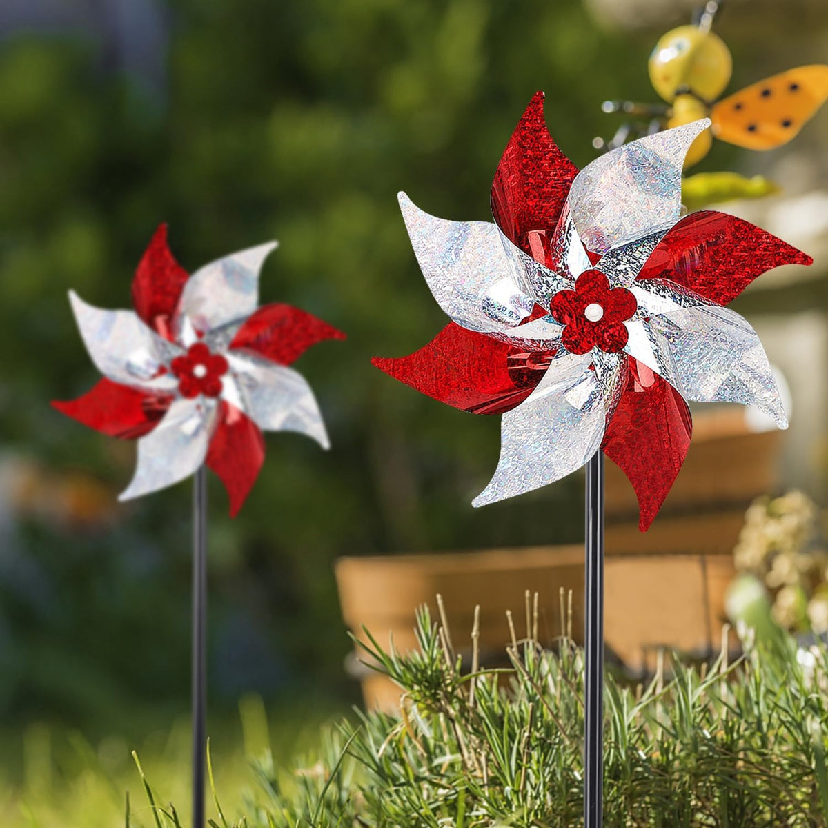 Hausse Reflective Pinwheels with Stakes, 10 Pack