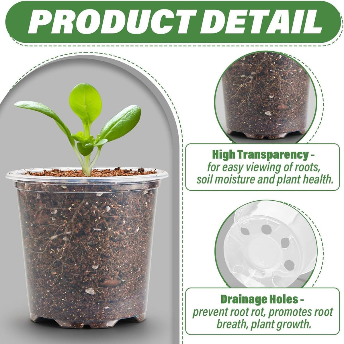 Plastic Nursery Pots, 100 Pack, 4 in