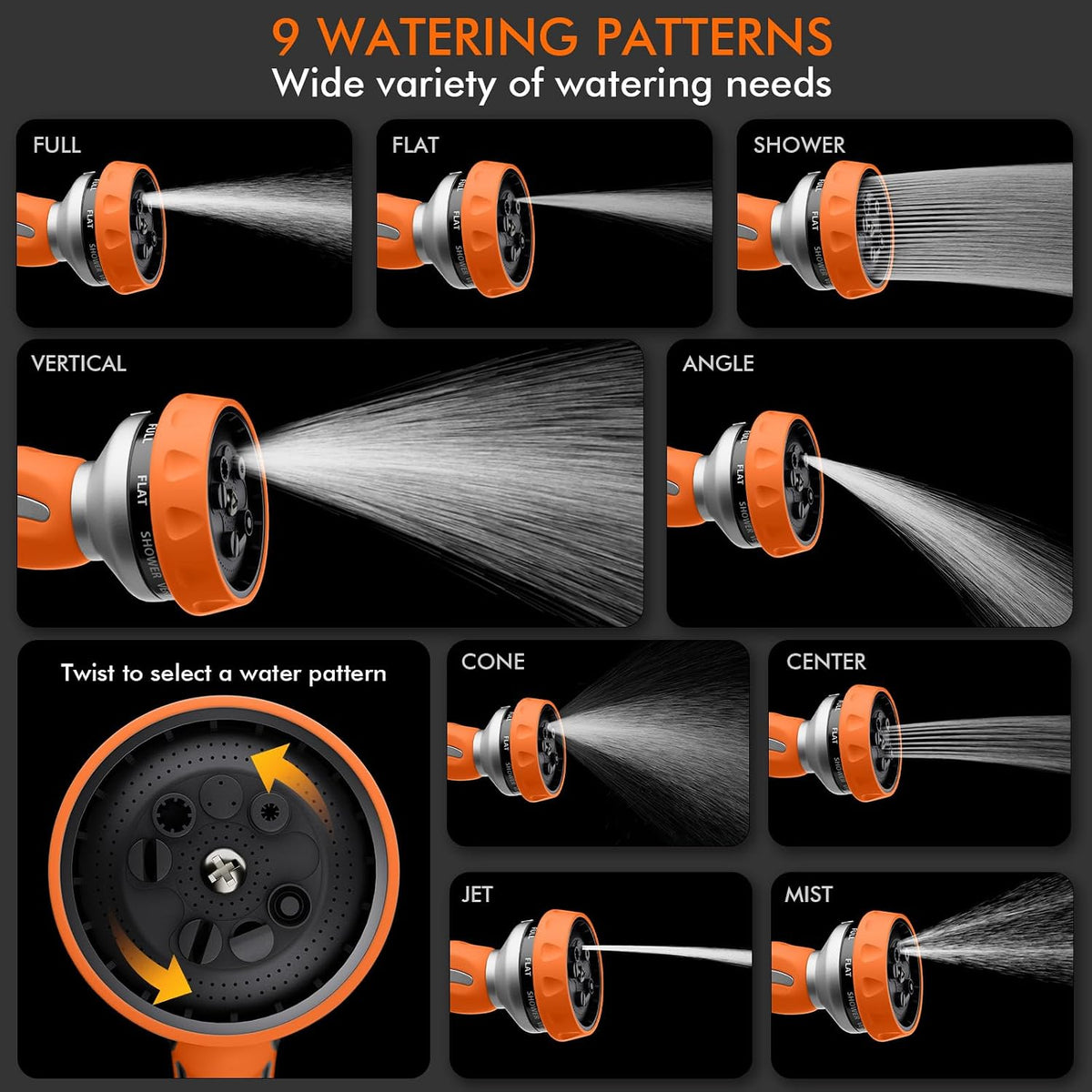 RESTMO Garden Hose Nozzle, 9 Patterns