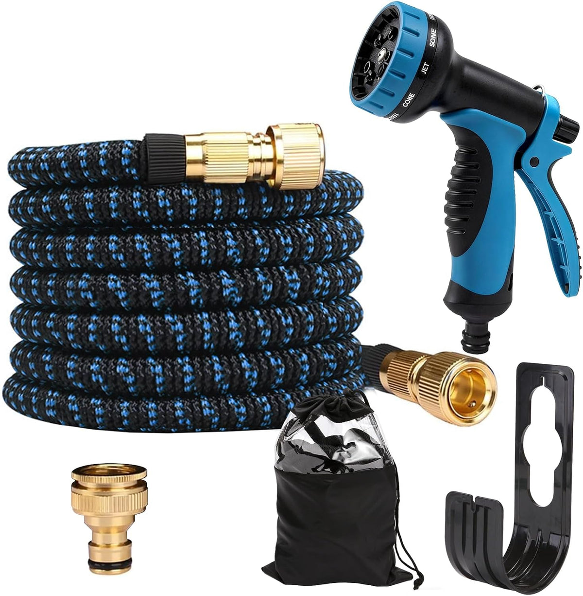 Stretch Garden Hose with 8-Function Nozzle, 7.5 m