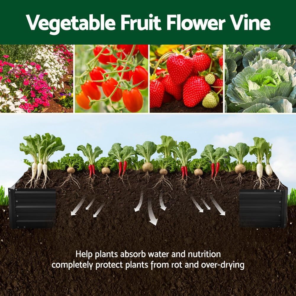 Green Fingers Galvanised Garden Beds, 2 Pack, 150 x 90 x 30 cm