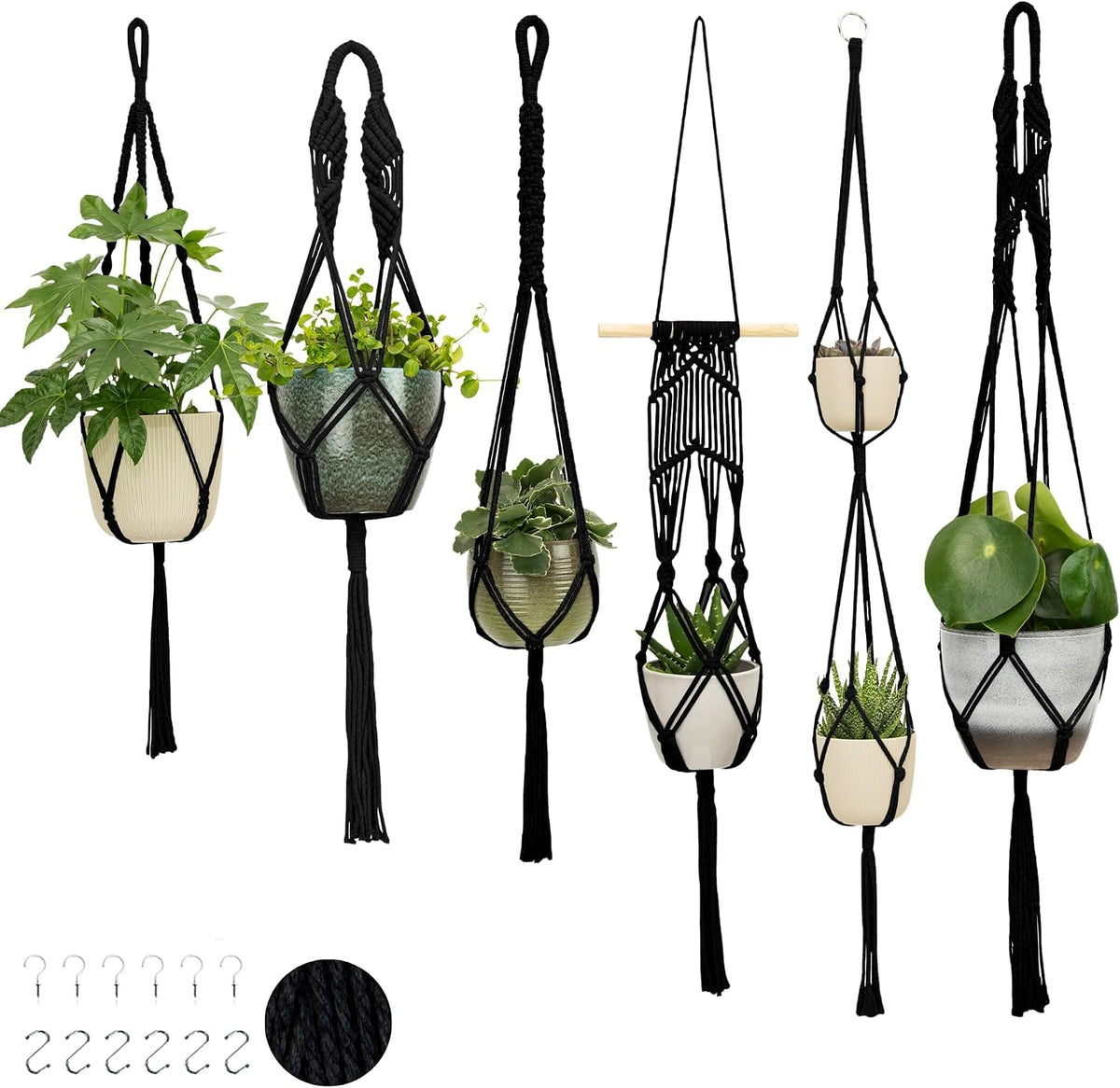 Nook Theory Macrame Plant Hangers, 6 Pack
