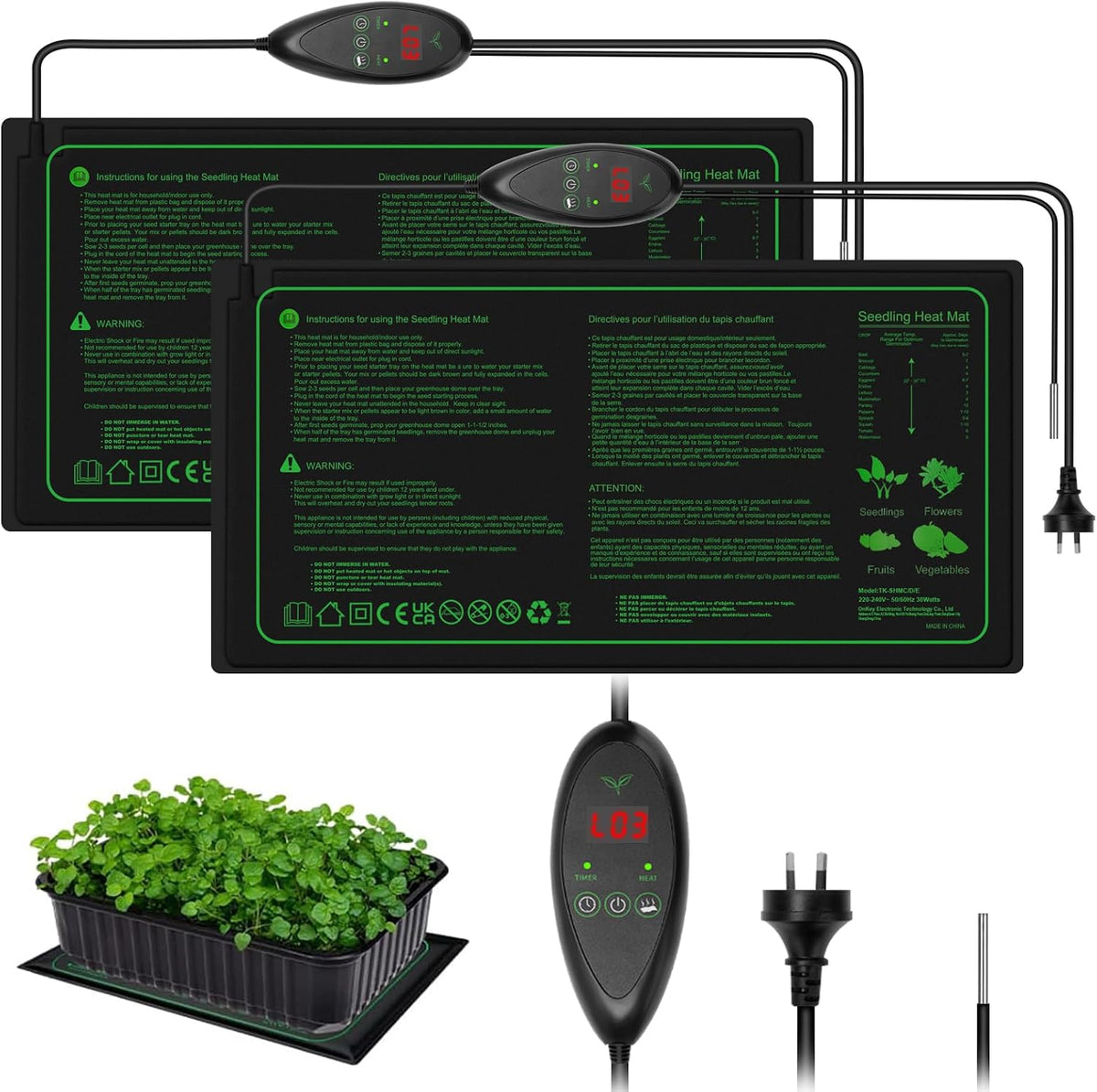 Seedling Heat Mat and Thermostat Combo, 25 x 50 cm