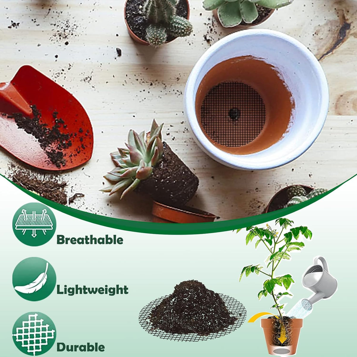 Flower Pot Drainage Mesh, 10 cm, 50 Pack