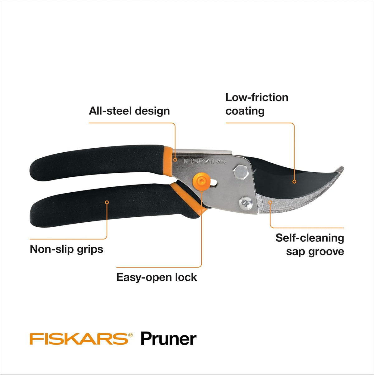 Fiskars Bypass Pruning Shears, 5/8 in
