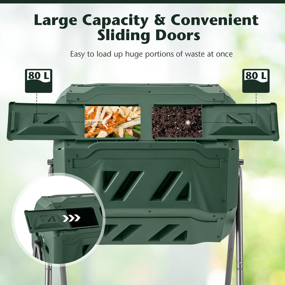 Costway Dual-Chamber Compost Tumbler, 160 L