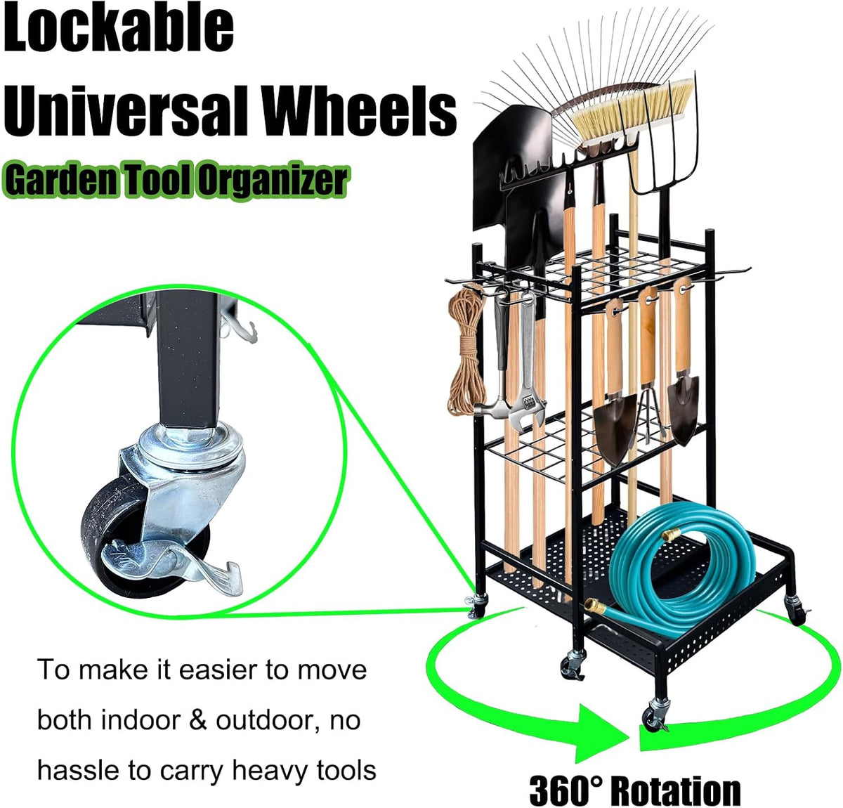 Garden Tool Organiser with Wheels