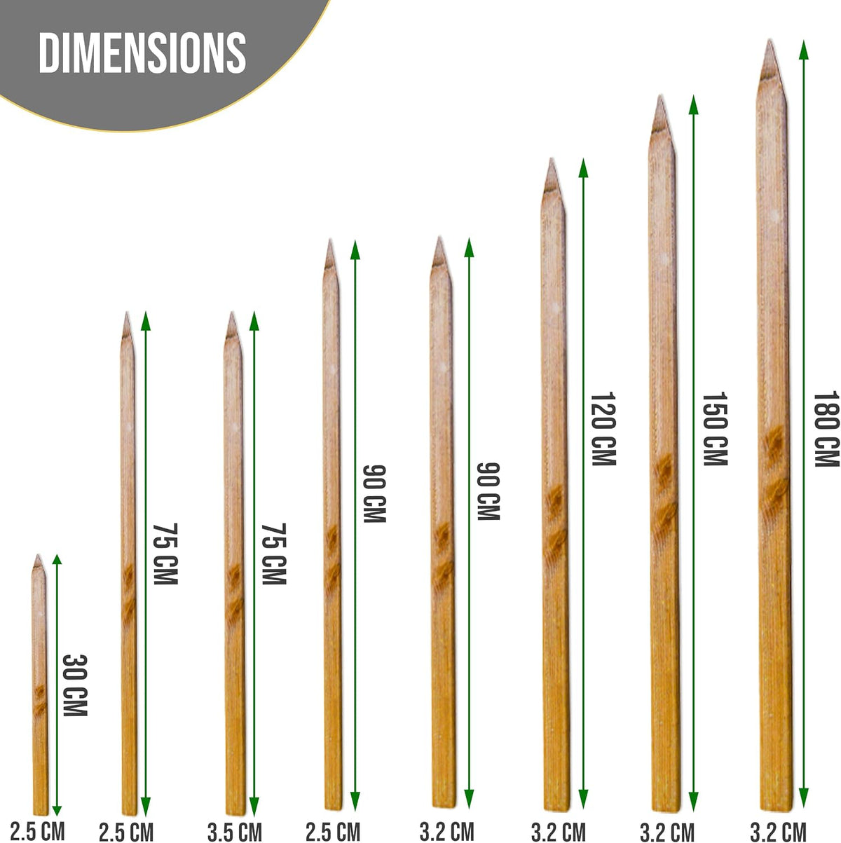 Circle of Trust Wooden Garden Stakes, 10 Pack, 30 cm