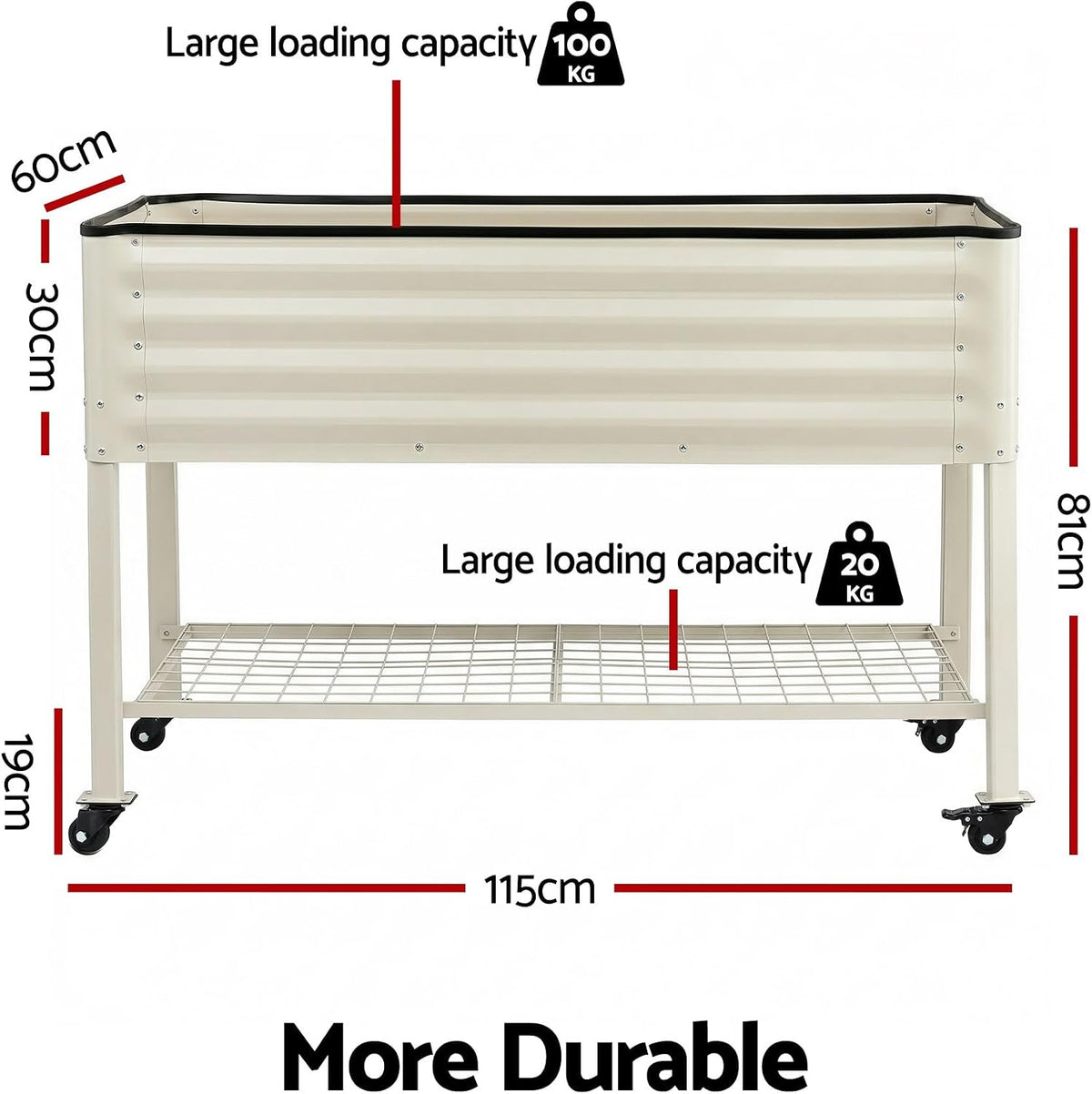 Green Fingers Mobile Raised Garden Bed, White
