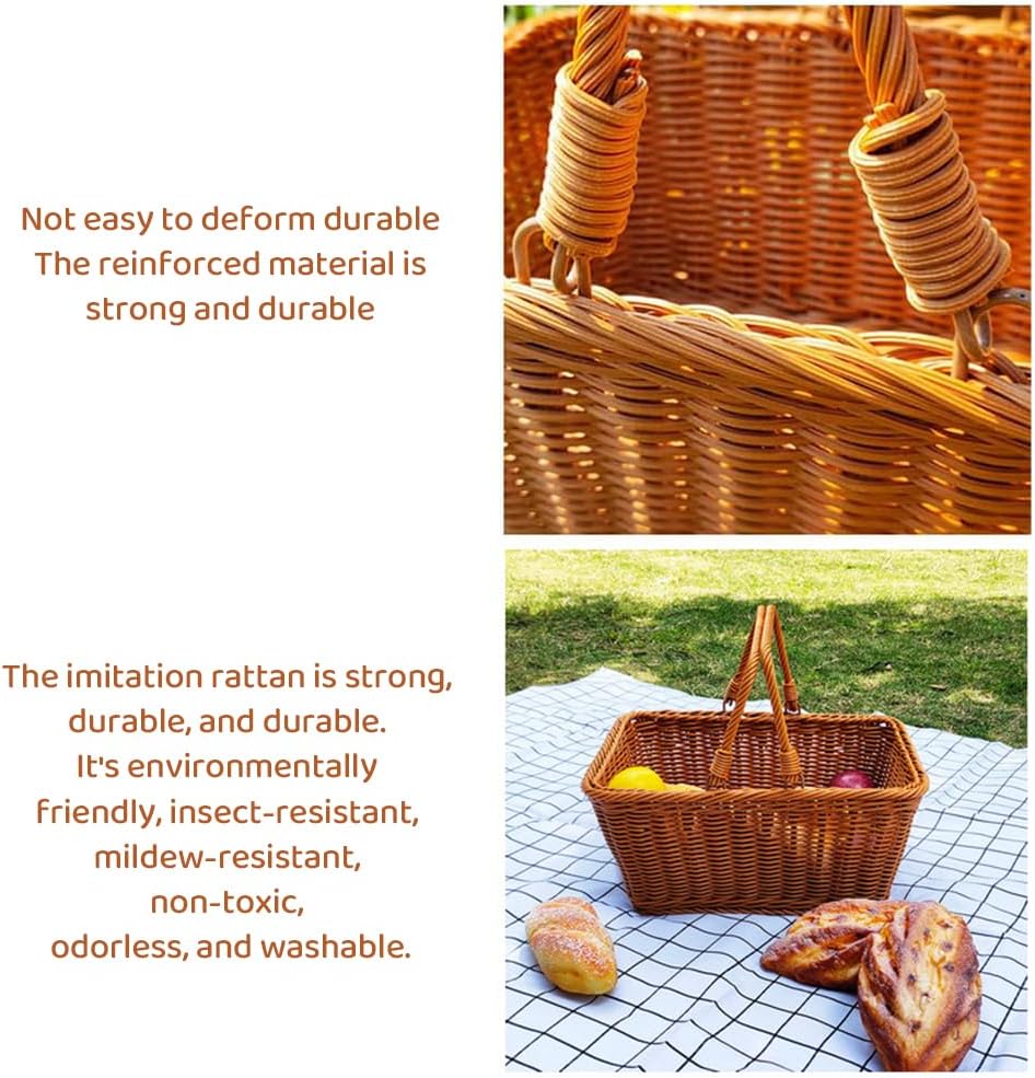 Natural Rattan Picnic Basket with Handle