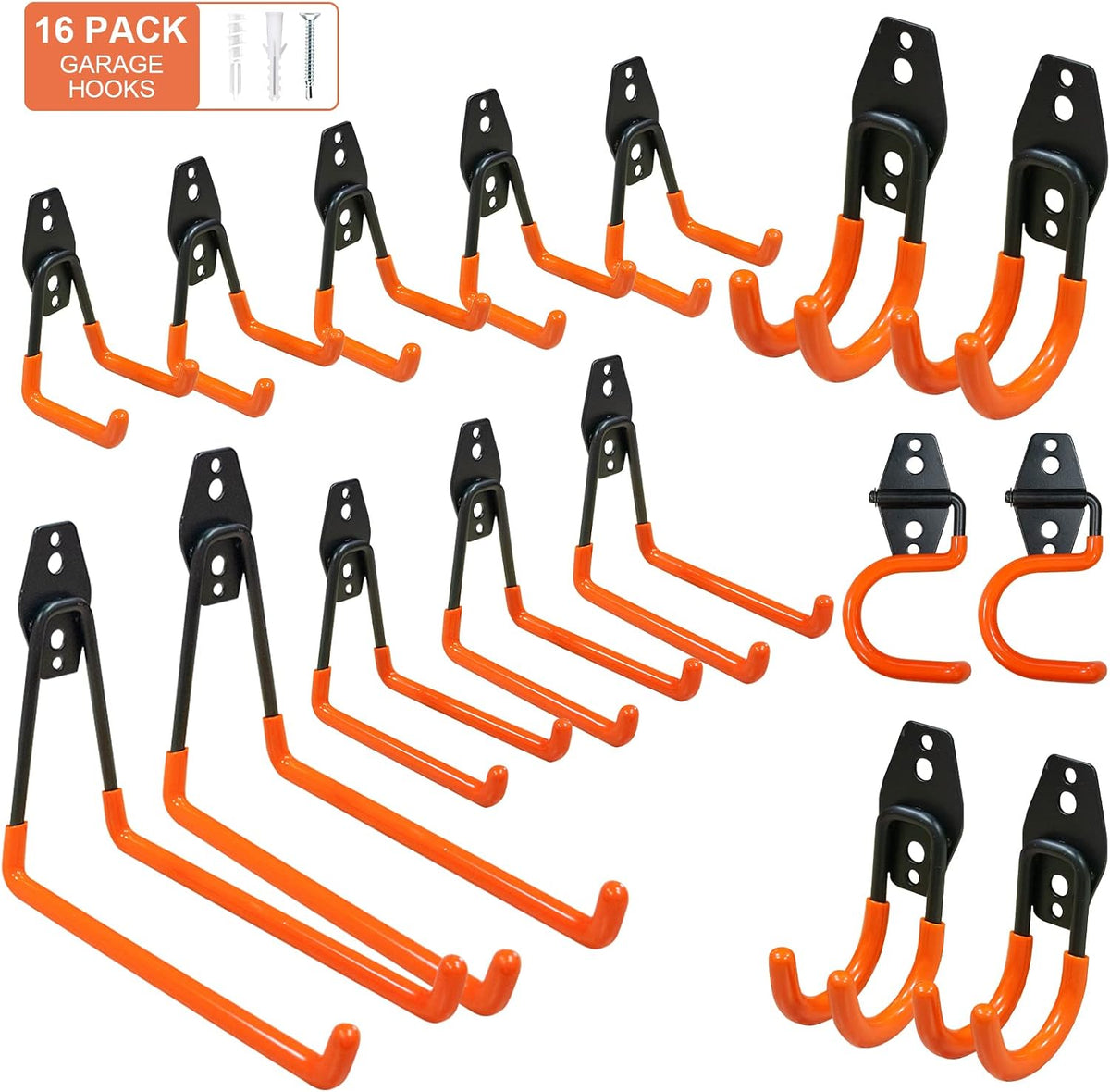 Garage Hooks, Heavy Duty, 16 Pack